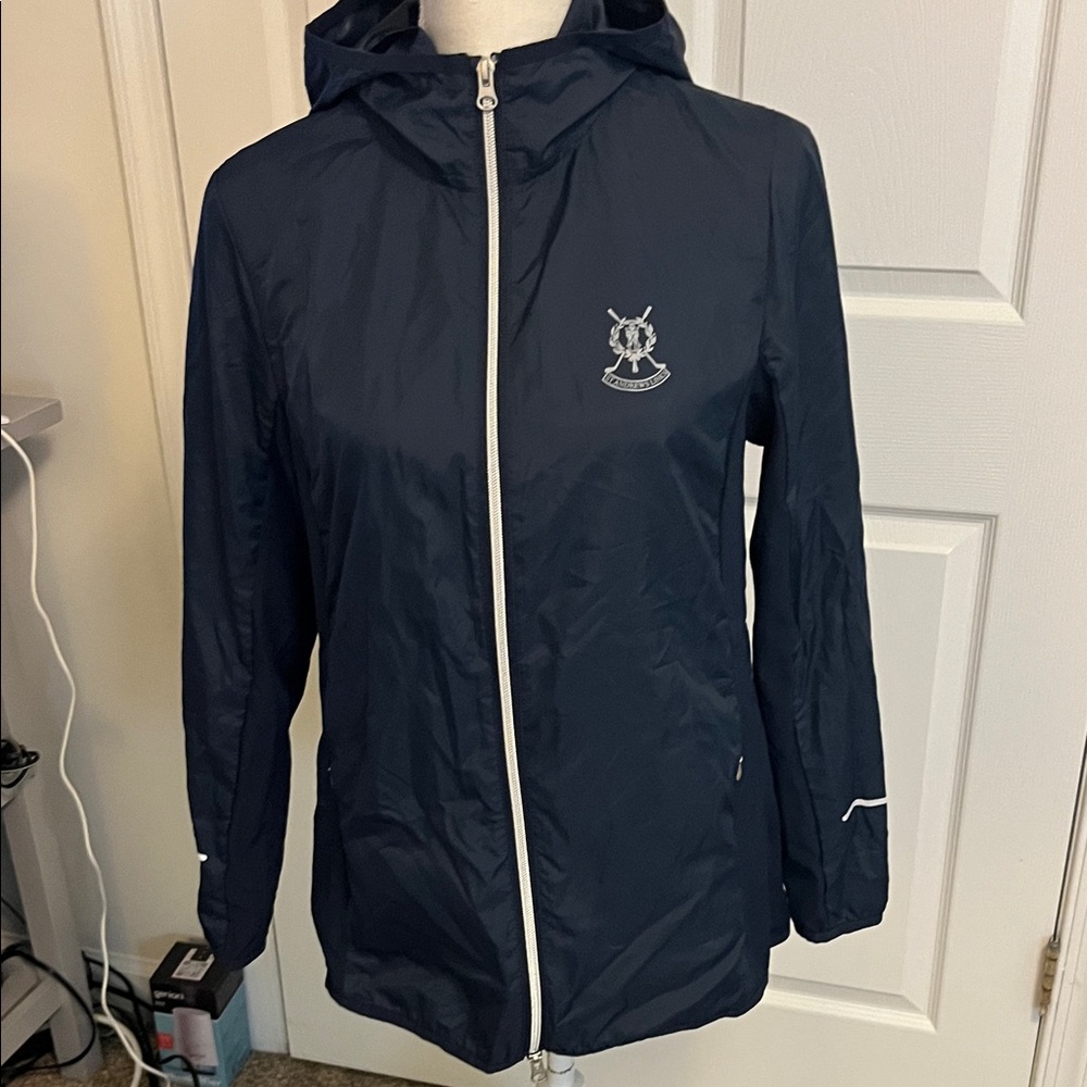 St. Andrews Sunice Navy Hooded Lightweight Utility Jacket with White Trim—